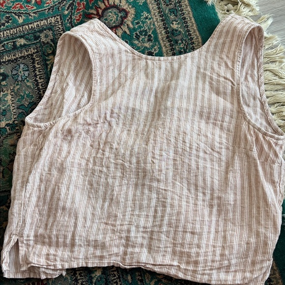 Madewell Tie-Back Scoopneck Top in 100% Linen brown stripped - Picture 10 of 10